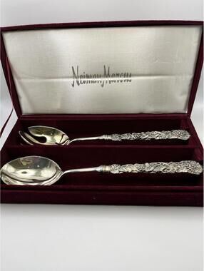 Godinger VTG Silver Plate Salad Serving Set Neiman Marcus Grape Vineyard